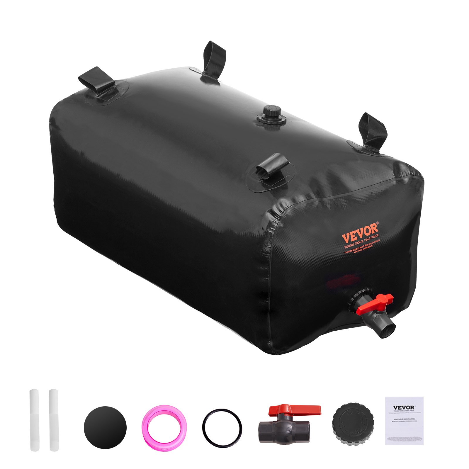 VEVOR 113 L/29.85 Gal Water Storage Bladder, Portable RV Water Tank, 1000D PVC, Collapsible Water Storage Container, Soft Water Bag, Water Bladder, Fire Protection, Camping, Emergency Water Use, Black