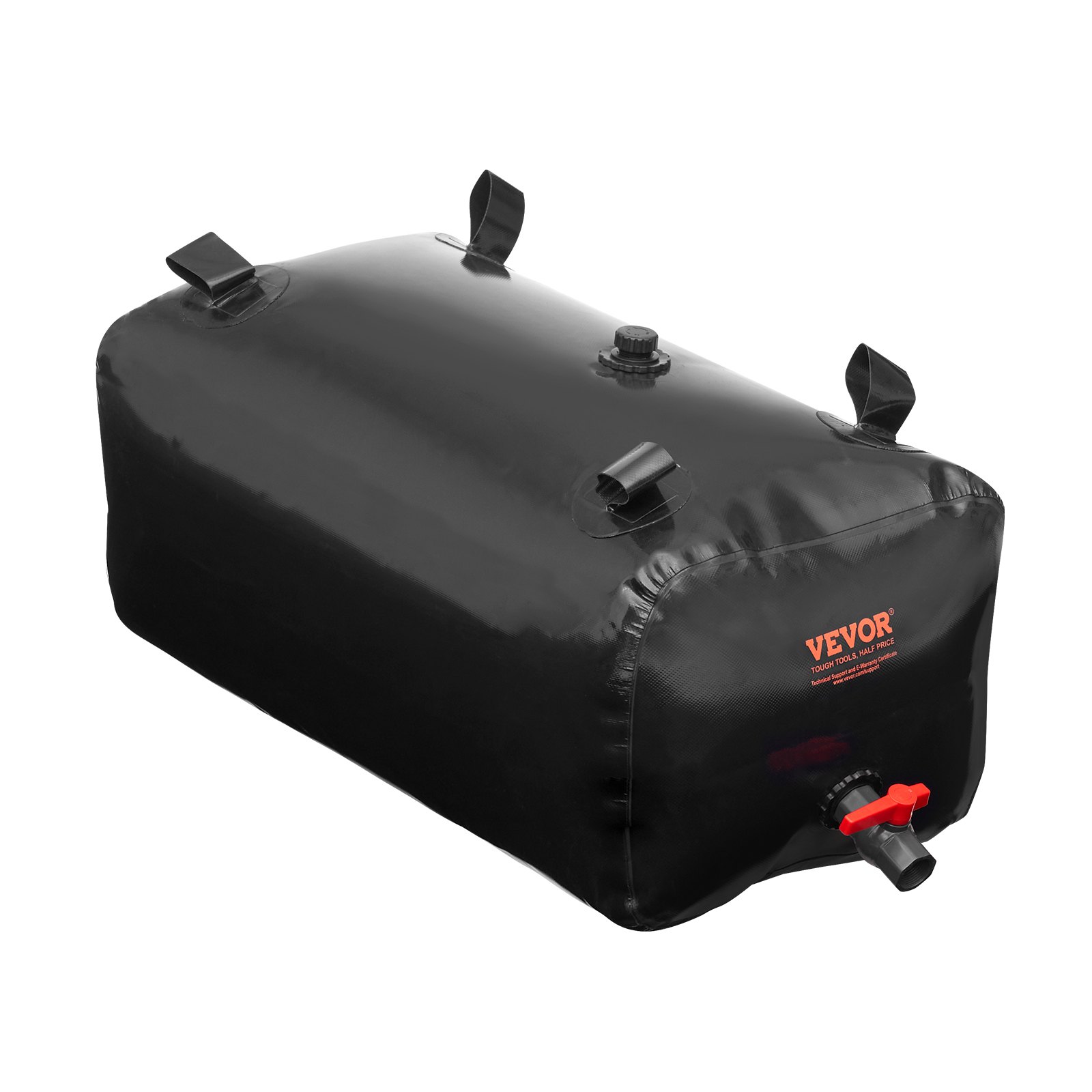 VEVOR 113 L/29.85 Gal Water Storage Bladder, Portable RV Water Tank, 1000D PVC, Collapsible Water Storage Container, Soft Water Bag, Water Bladder, Fire Protection, Camping, Emergency Water Use, Black