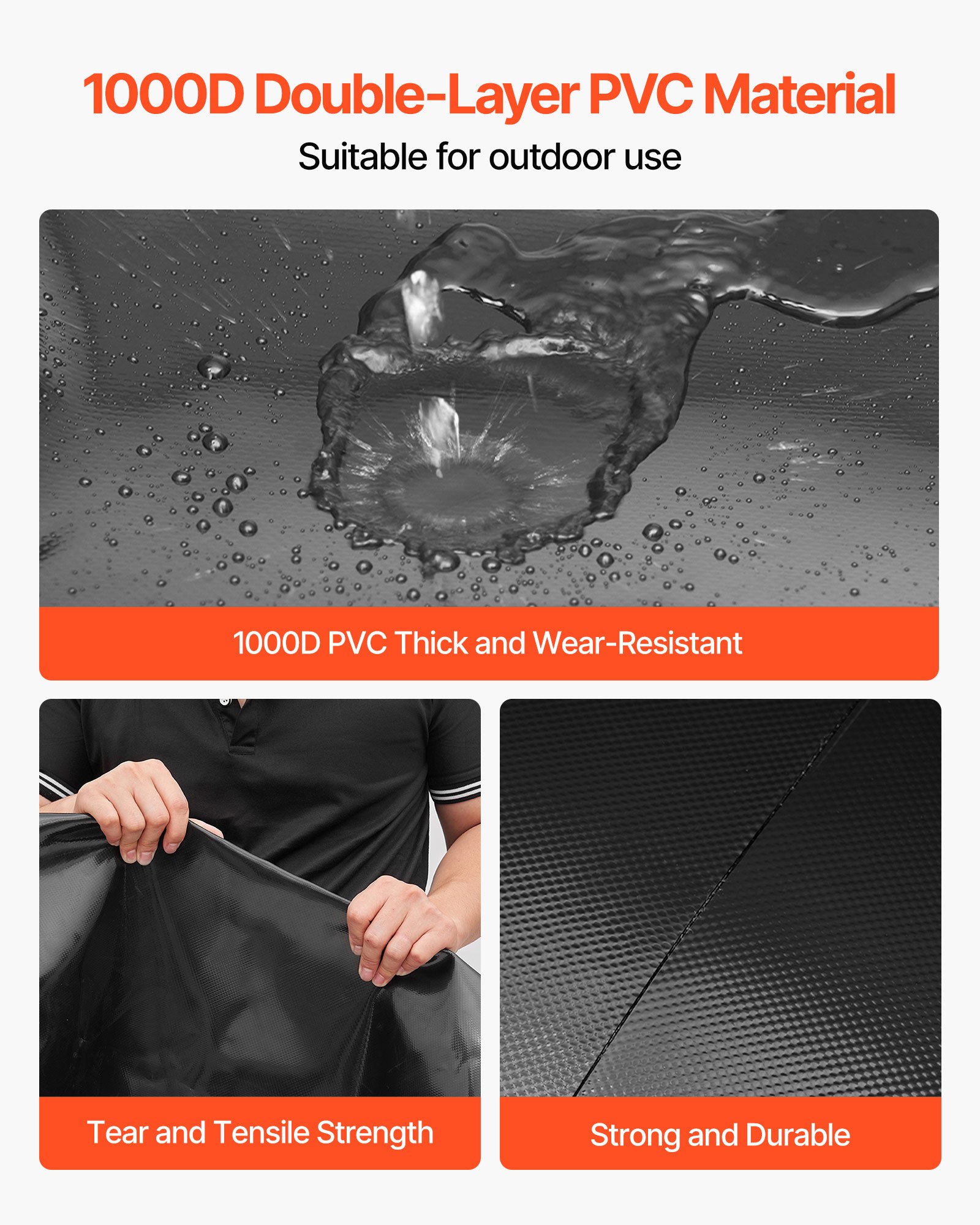 VEVOR Water Storage Bladder, 240L Water Storage Container Tank, 1000D PVC Large Capacity Soft Bag Bladder, Collapsible Portable for Garden Irrigation, Camping, RVs, Emergency Use - Black