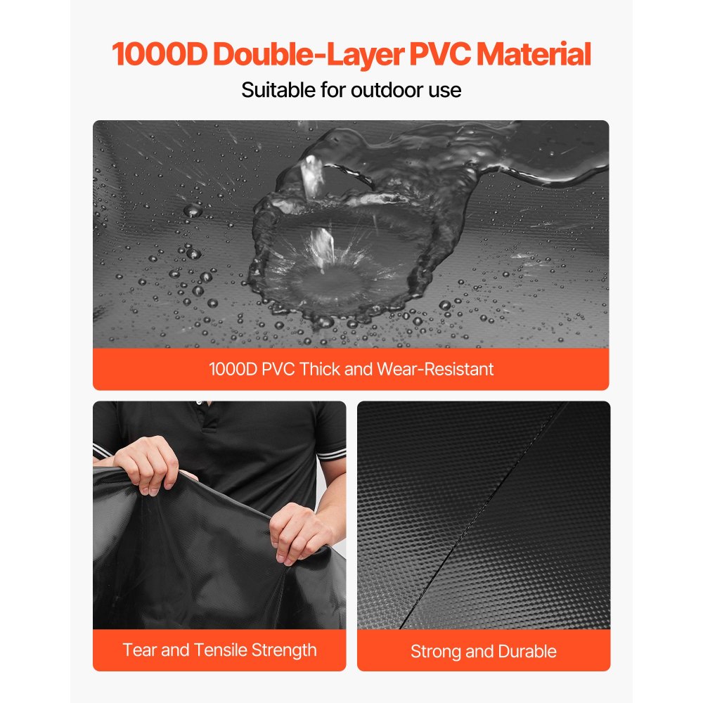 Pojemnik na wodę VEVOR, zbiornik na wodę 540 l, worek na wodę z zagęszczonego PVC 1000D, składany worek na wodę o grubości 1,2 mm, do nawadniania ogrodu, kempingu, kampera, użytku awaryjnego – czarny