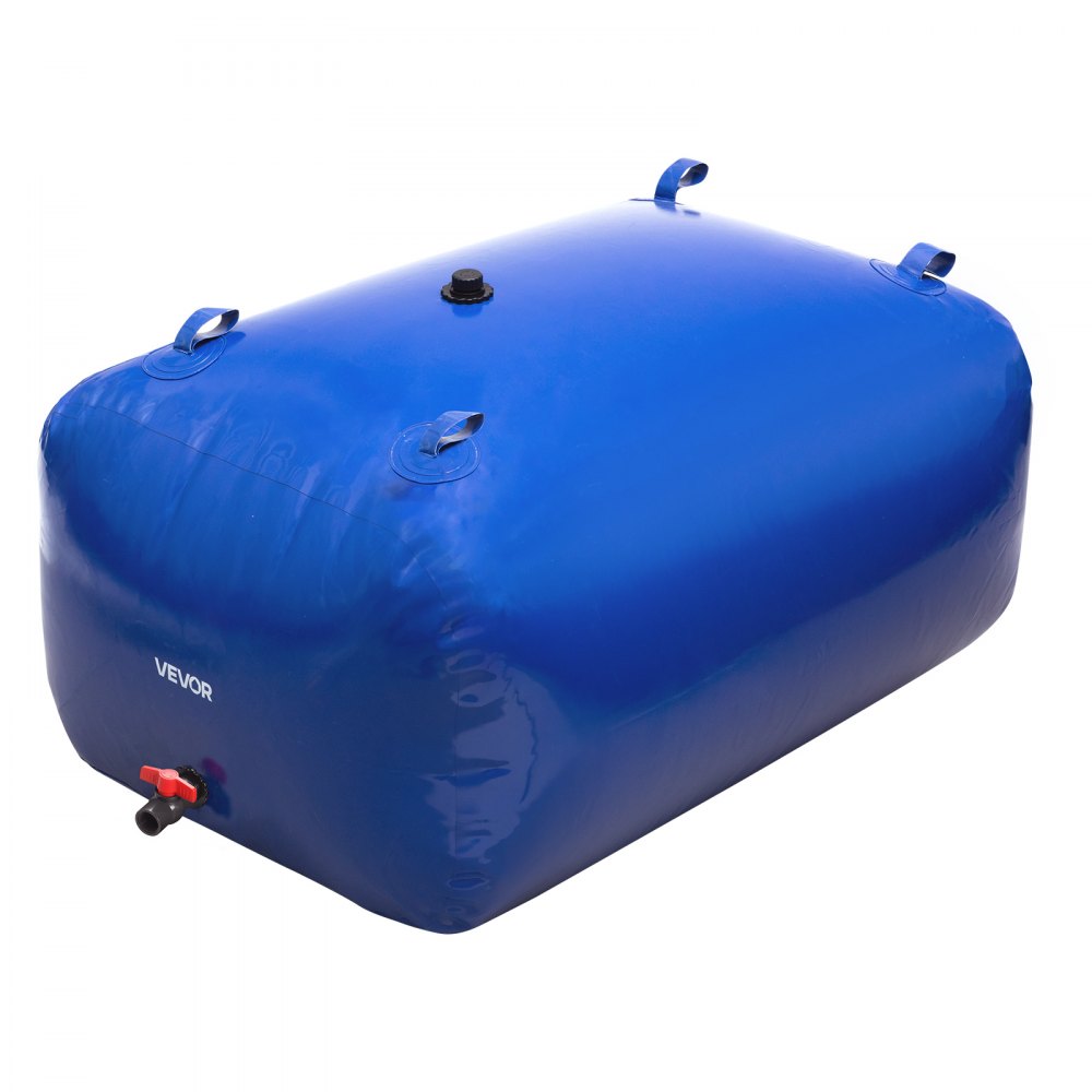 VEVOR Water Storage Bladder, 400L Water Storage Container Tank, 1000D PVC Large Capacity Soft Bag Bladder, Foldable Portable for Garden Irrigation, Camping, RV, Fire Prevention - Blue