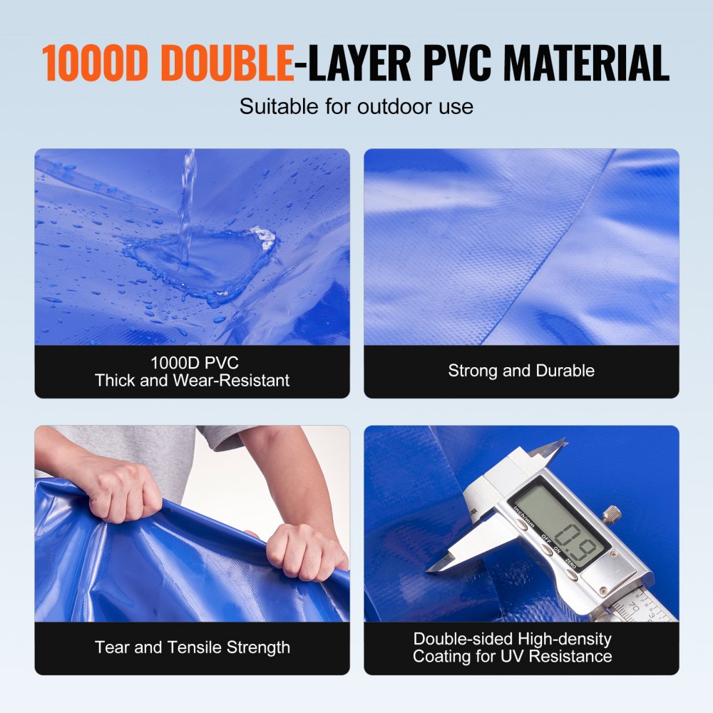 VEVOR 400L/105.7 Gallon Water Storage Bladder, RV Water Tank, 1000D Blue PVC, Collapsible Water Storage Container, Large Capacity Soft Water Bag, Portable Water Tank, Fireproof, Camping