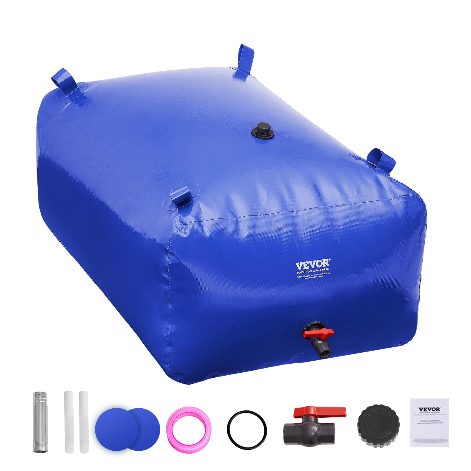 VEVOR 400L/105.7 Gallon Water Storage Bladder, RV Water Tank, 1000D Blue PVC, Collapsible Water Storage Container, Large Capacity Soft Water Bag, Portable Water Tank, Fireproof, Camping