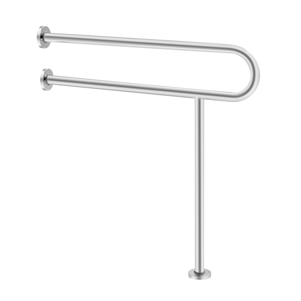 Poręcz ścienna VEVOR do toalety, 780 x 76 x 800 mm, dla osób niepełnosprawnych, uchwyt antypoślizgowy ze stali nierdzewnej 304, poręcz bezpieczeństwa z podpórką, udźwig 136 kg