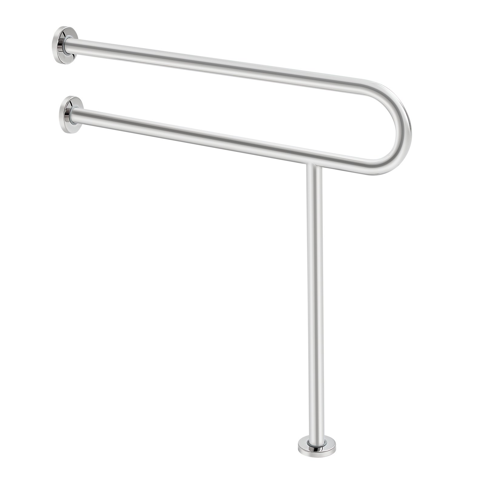 Poręcz ścienna VEVOR do toalety, 780 x 76 x 800 mm, dla osób niepełnosprawnych, uchwyt antypoślizgowy ze stali nierdzewnej 304, poręcz bezpieczeństwa z podpórką, udźwig 136 kg