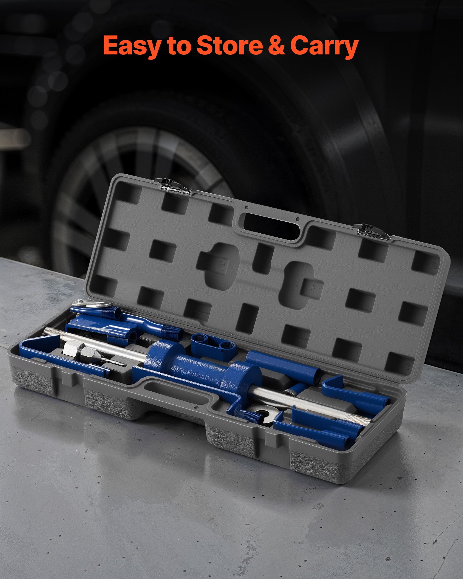 Zestaw do usuwania wgnieceń VEVOR 5,9 kg, 14 w 1, młotek ślizgowy, narzędzie do usuwania wgnieceń w samochodzie, rama naprawcza z torbą transportową, przedłużacz, uchwyt antypoślizgowy