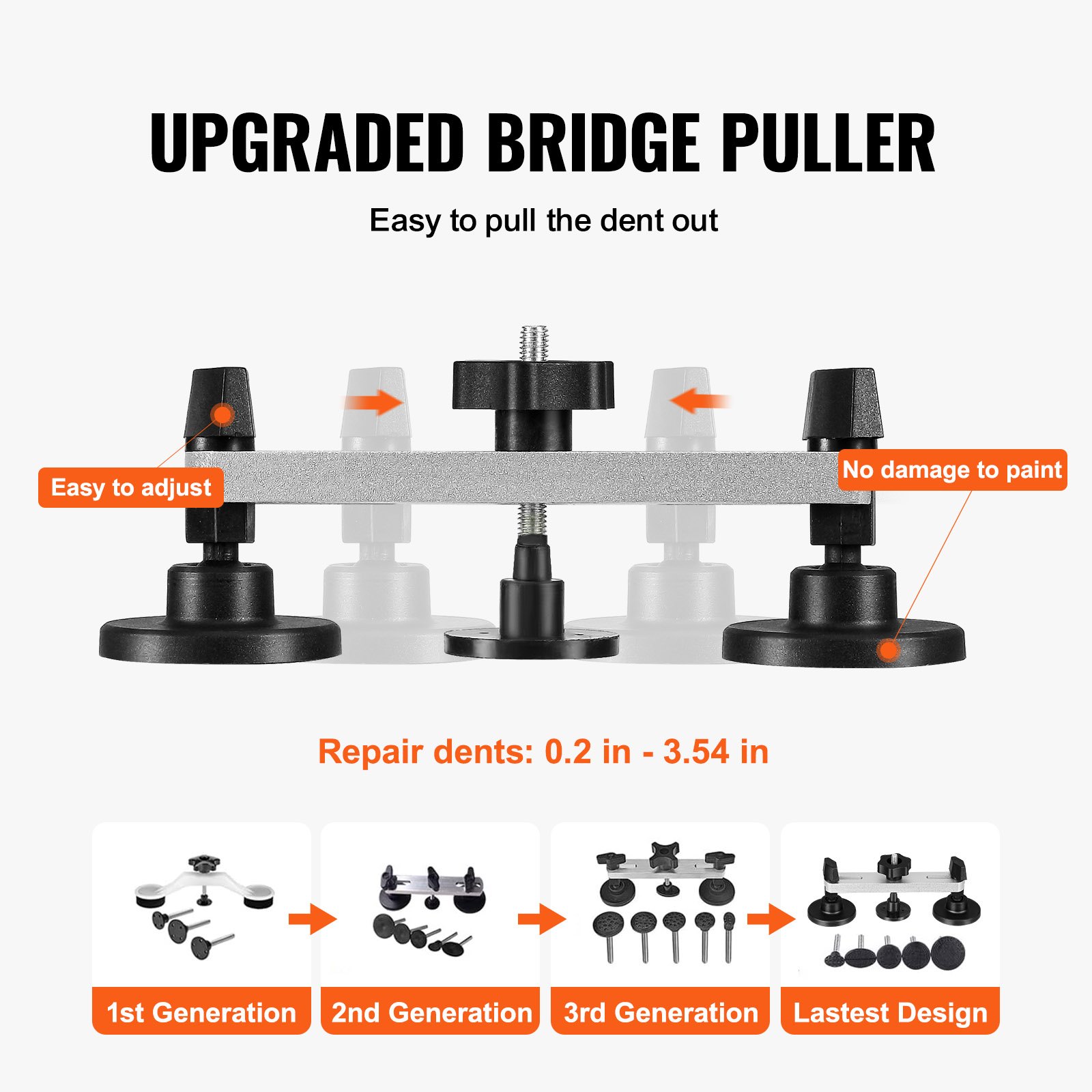 Zestaw do naprawy wgnieceń VEVOR, 56 elementów, zawiera 20 uchwytów i 6 uchwytów, aluminiowe narzędzie do usuwania wgnieceń w samochodach, lodówkach itp.