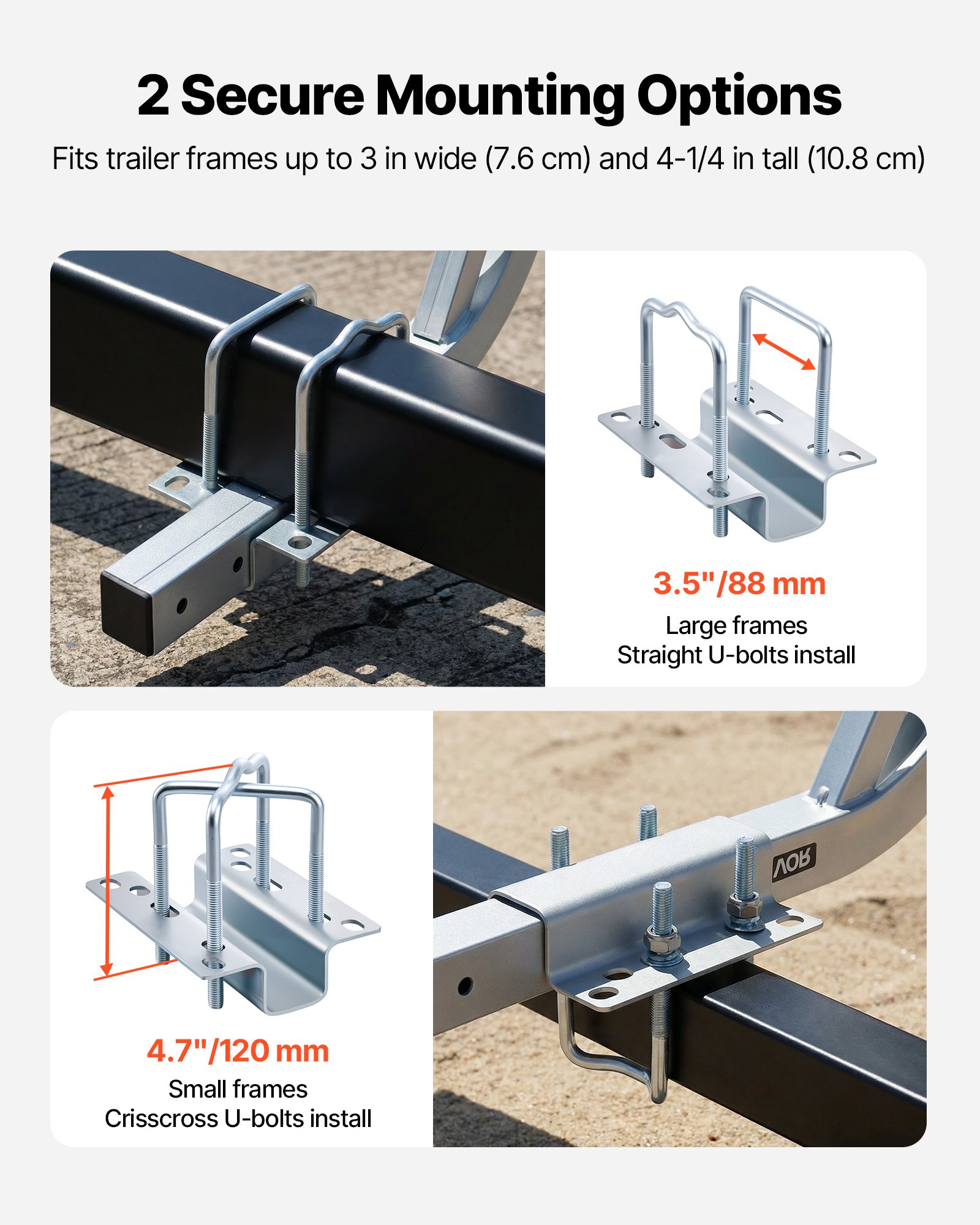 Prowadnica do przyczepy łodziowej VEVOR 775 mm / 1205 mm, regulowana szerokość 0-10 cm, wykonana ze stali o wysokiej wytrzymałości z rurkami PCV, odpowiednia do łodzi narciarskich, kompaktowych łodzi wędkarskich i małych żaglówek