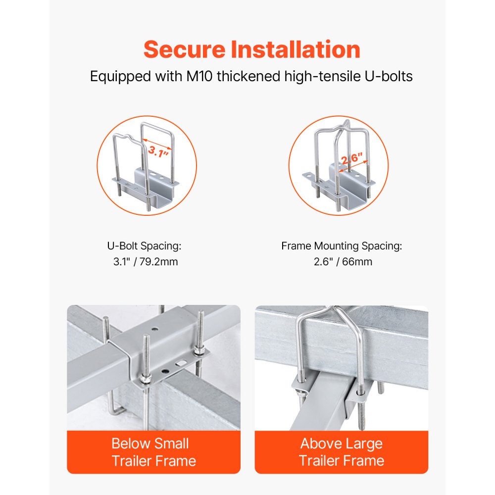 VEVOR Słupek przyczepy w kształcie litery L, 1,5 m, prowadnica korbowa do przyczepy łodziowej, prowadnica do łodzi o regulowanej szerokości 30 cm, części zamienne i akcesoria do łodzi narciarskiej, łodzi wędkarskiej, przyczepy do żaglówki