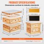 Ul VEVOR, 20 ramek, ul sandacza, drewno cedrowe pokryte woskiem pszczelim, 1 głębokie + 1 średnie pudełko na pszczoły, zestaw ula Langstrotha, przezroczyste akrylowe okna z fundamentami