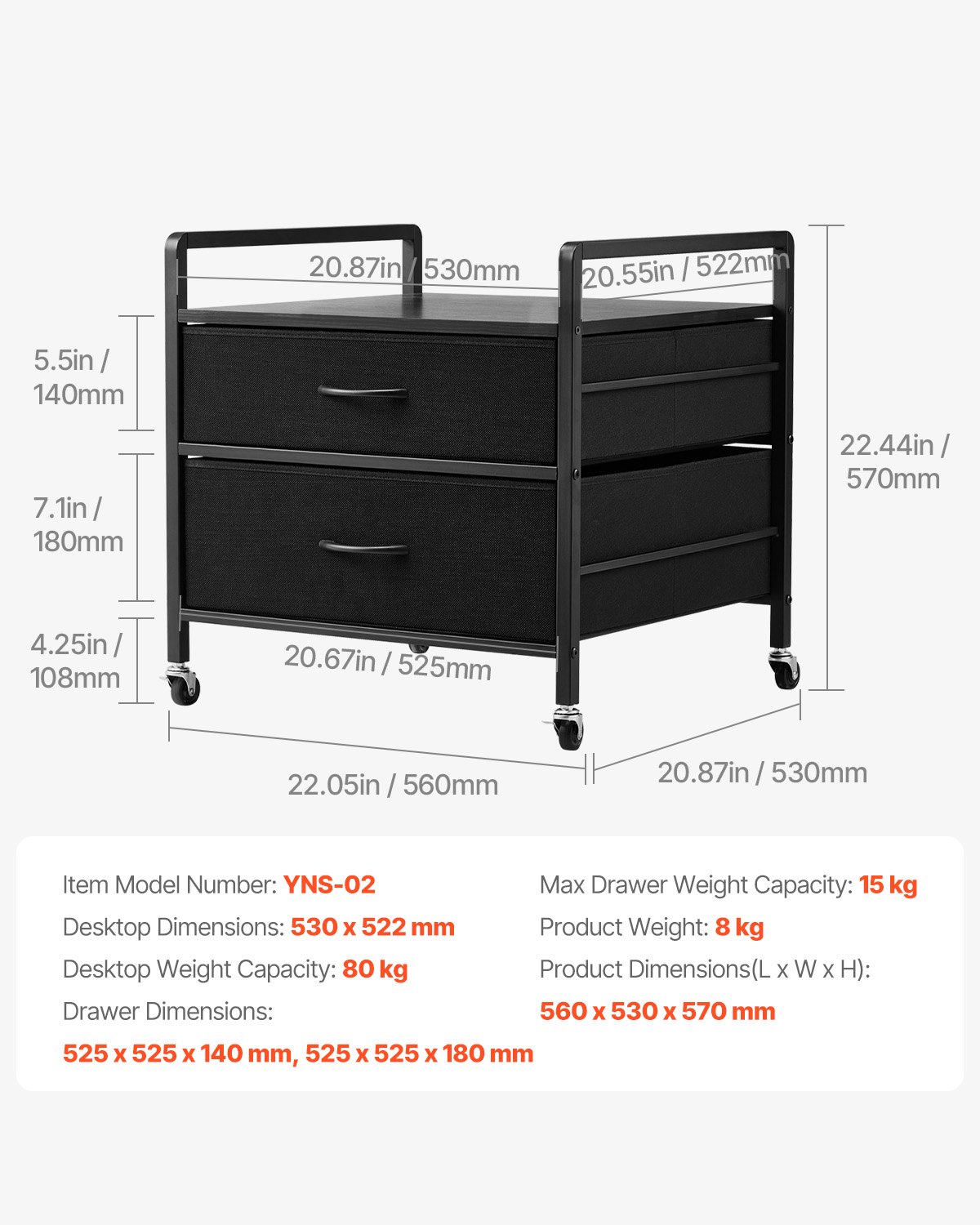 VEVOR Mini stojak na kółkach do lodówki, uchwyt na lodówkę o udźwigu 80 kg, stolik pod mini lodówkę z 2 szufladami i 4 kółkami obrotowymi, mobilna półka na lodówkę do akademika, mieszkania lub biura, kolor czarny