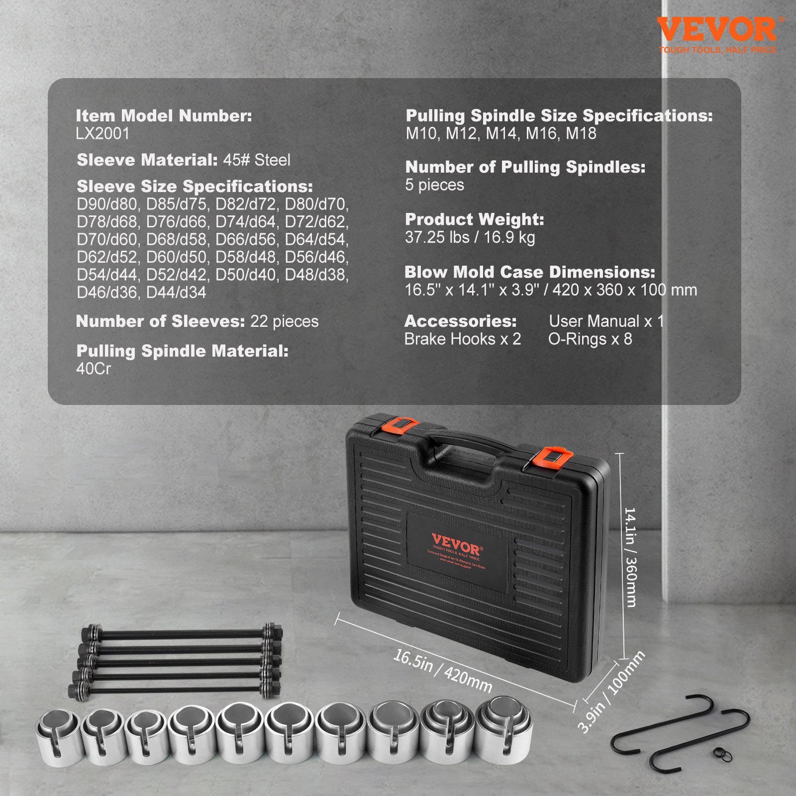 VEVOR Wheel Bearing Bushing Puller 27 pcs. Removal and Installation Kit for Steel Bushing Bearings, Tools for Removing and Installing Bushings, Compatible with Multiple Vehicles for LCV and HGV Engines