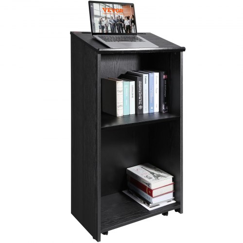 Mównica na biurko VEVOR 600 x 360 x 1200 mm, Stojak na podium z szerokim miejscem do czytania i półką do przechowywania, Biurko do kościoła, biura, szkoły, czarny Podium 30 kg Nośność czarny