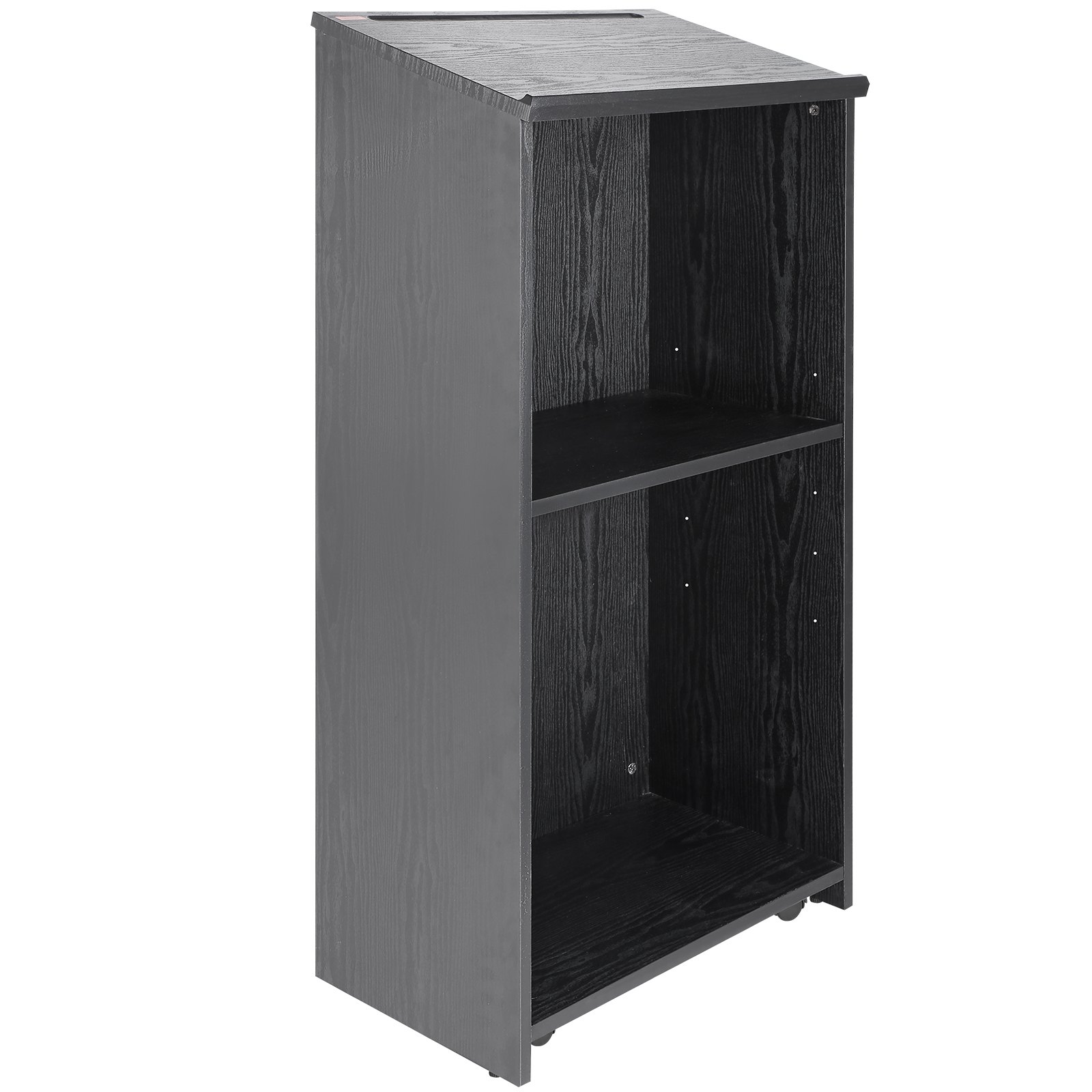 Mównica stojąca VEVOR 600 x 360 x 1200 mm, podest z szeroką powierzchnią do czytania i półką do przechowywania, biurko stojące do kościoła, biura, szkoły, czarne podium o udźwigu 30 kg, kolor czarny