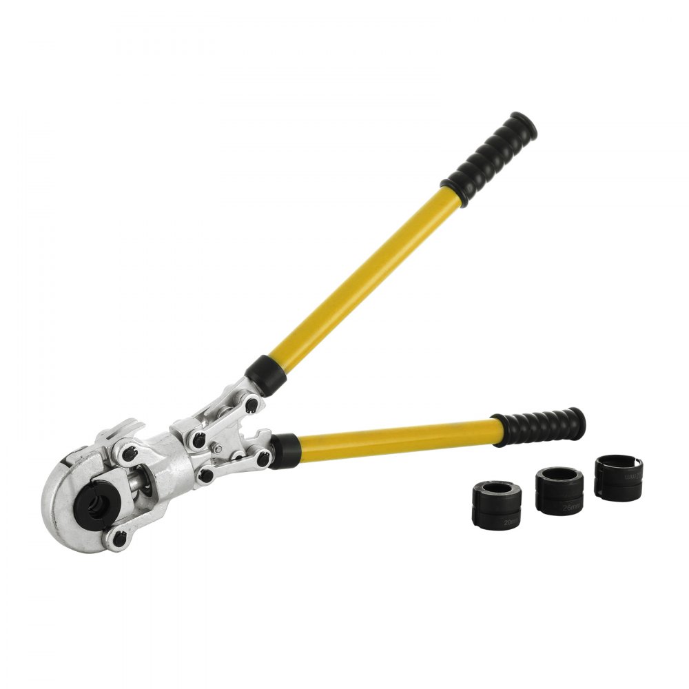Szczypce zaciskowe VEVOR TH 16, TH 20, TH 26, TH 32, szczypce zaciskowe Ø 16-32 mm, szczypce zaciskowe do rur żółte, stalowe szczypce zaciskowe z ergonomiczną i antypoślizgową rękojeścią, szczypce zaciskowe do rur rozciągliwe 530-750 mm