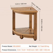 Narożna ławka prysznicowa VEVOR narożny stołek prysznicowy, wysokość 43 cm polistyren ze słojami drewna, nośność 158 kg, narożny stołek łazienkowy z półką, wodoodporny, stołek prysznicowy do prysznica wewnętrznego i zewnętrznego brązowy