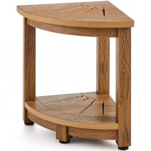 Narożna ławka prysznicowa VEVOR narożny stołek prysznicowy, wysokość 43 cm polistyren ze słojami drewna, nośność 158 kg, narożny stołek łazienkowy z półką, wodoodporny, stołek prysznicowy do prysznica wewnętrznego i zewnętrznego brązowy