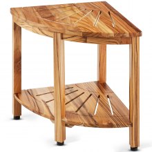 VEVOR Narożna ławka prysznicowa z drewna tekowego, wysokość 47 cm, 100% drewna tekowego, narożna ławka prysznicowa, odporna na pleśń, 227 kg z półką, stołek prysznicowy do użytku wewnątrz, prysznic na zewnątrz, łazienka