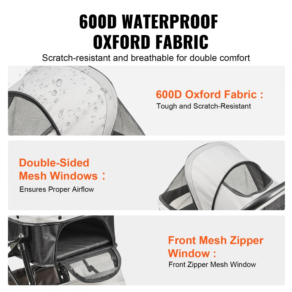 Wózek dla psa VEVOR 50x85x97cm Wózek dla psa 20kg Nośność Składany wózek dla psa Aluminiowa rama Tkanina Oxford 600D Siatka nylonowa Okno 4 koła z pianki EVA Klatka dla psa Wózek dla zwierząt Wózek dla kota Transport zwierząt