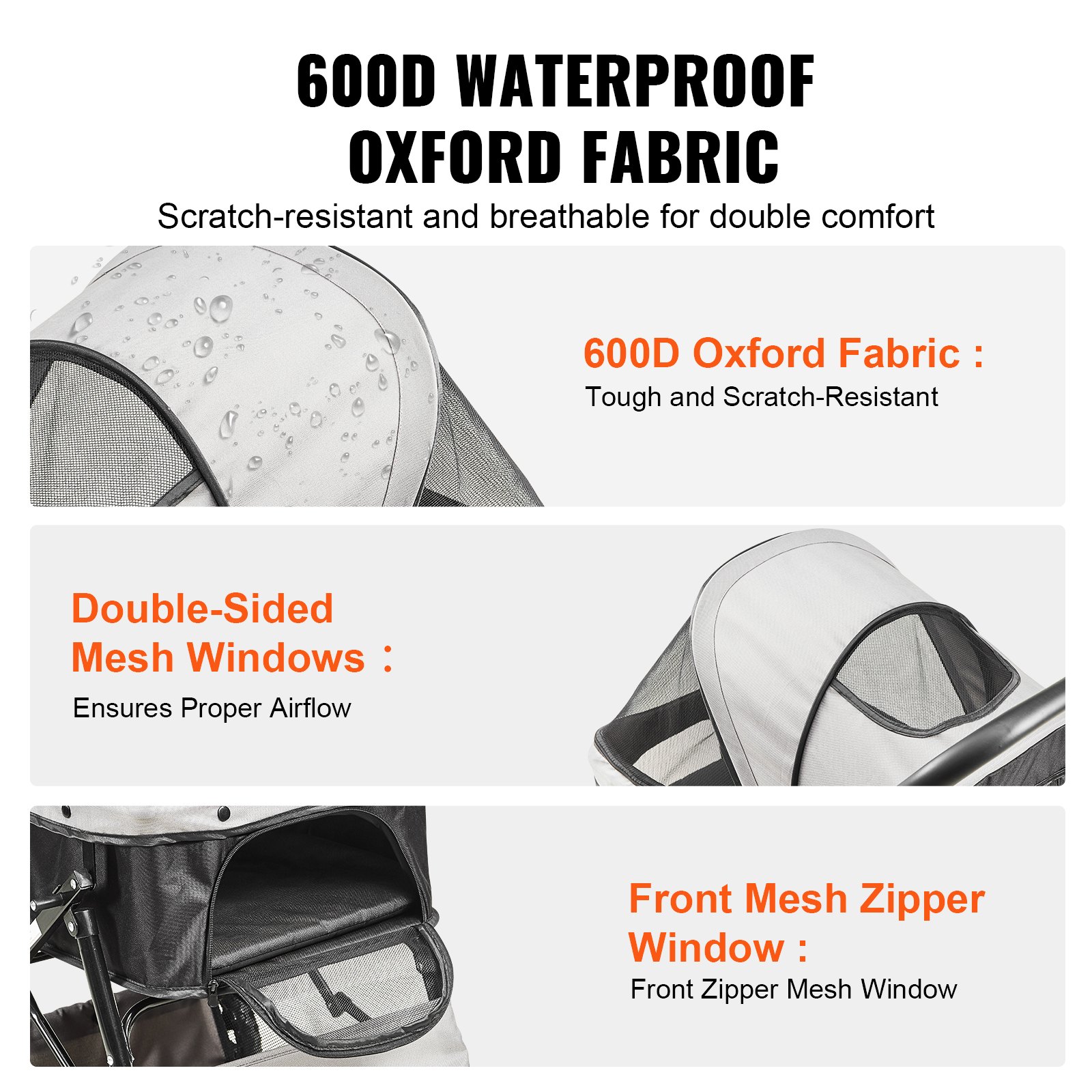 Wózek dla psa VEVOR 50x85x97cm Wózek dla psa 20kg Nośność Składany wózek dla psa Aluminiowa rama Tkanina Oxford 600D Siatka nylonowa Okno 4 koła z pianki EVA Klatka dla psa Wózek dla zwierząt Wózek dla kota Transport zwierząt