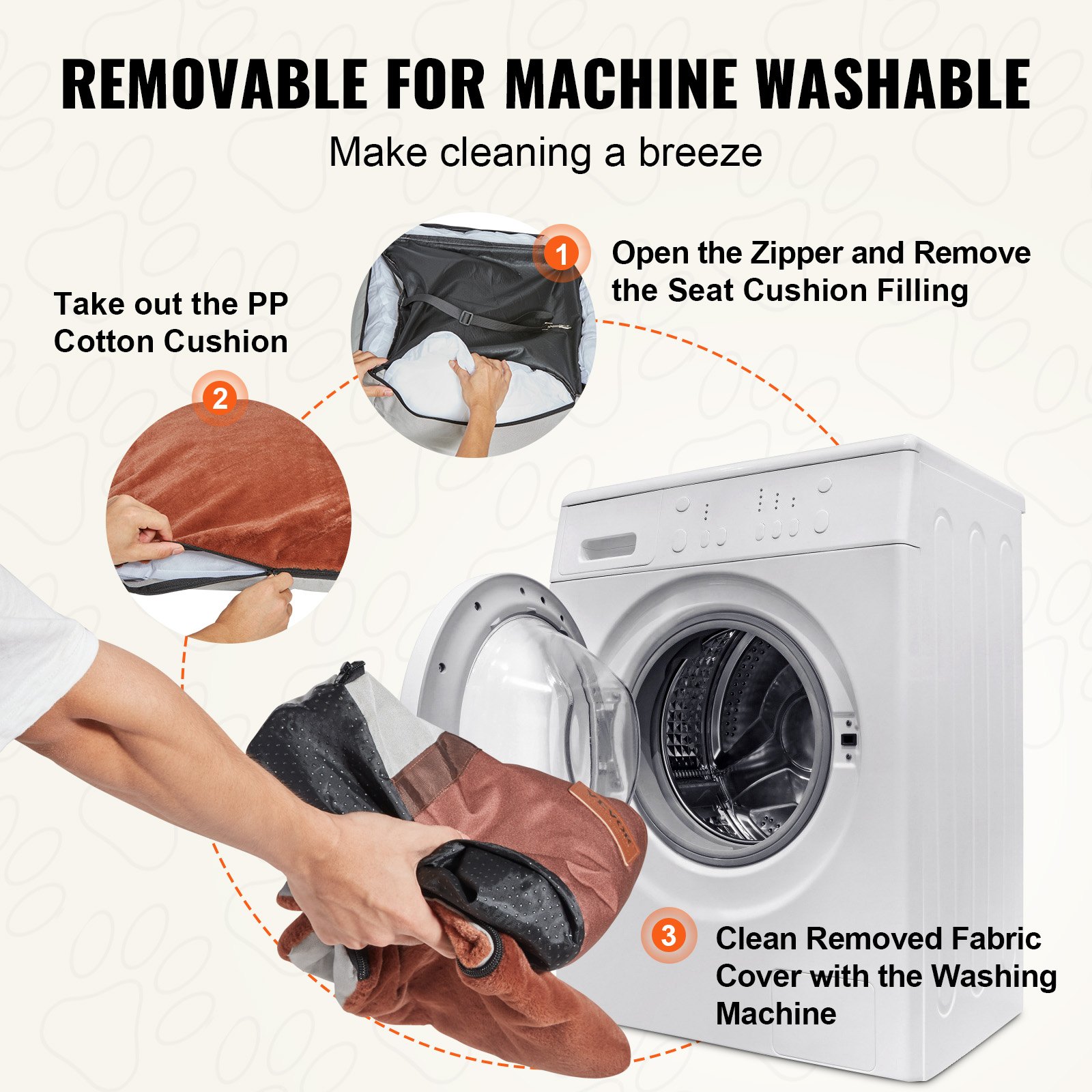 VEVOR Fotelik samochodowy dla psa z uchwytami bocznymi i torbą do przechowywania, dopinaną smyczą bezpieczeństwa i wypełnieniem z bawełny PP, legowisko samochodowe dla małych psów do 25 funtów, kolor szary