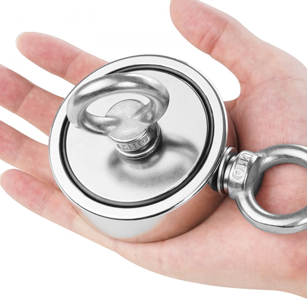 VEVOR 454kg Silny magnetyczny zestaw wędkarski Dwustronny karabinek z liną, czerwony