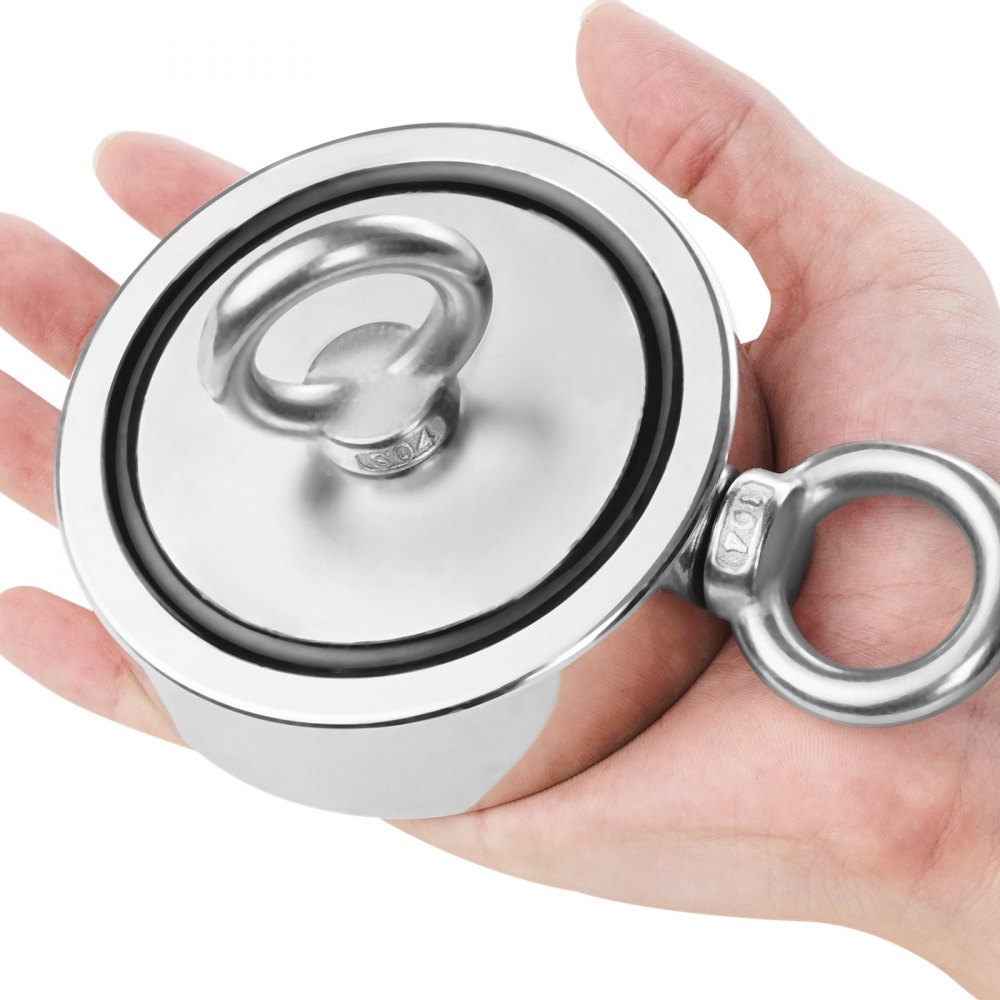 Zestaw wędkarski VEVOR z magnesem (czerwony) o sile przyciągania 771 kg z obu stron, z magnesem neodymowym ziem rzadkich, w tym haczyk, wytrzymała lina, rękawice (czarne), śruba oczkowa, łopatka do kleju