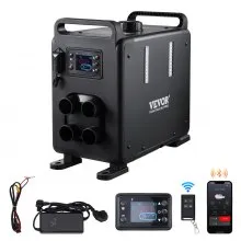 VEVOR 5-8KW Nagrzewnica Diesla 12 V / 24 V Uniwersalny nagrzewnica powietrza Diesla ze sterowaniem przez aplikację Bluetooth, pilotem, wyświetlaczem i alarmem CO, szybkie nagrzewanie, pionowa, przenośna nagrzewnica Diesla