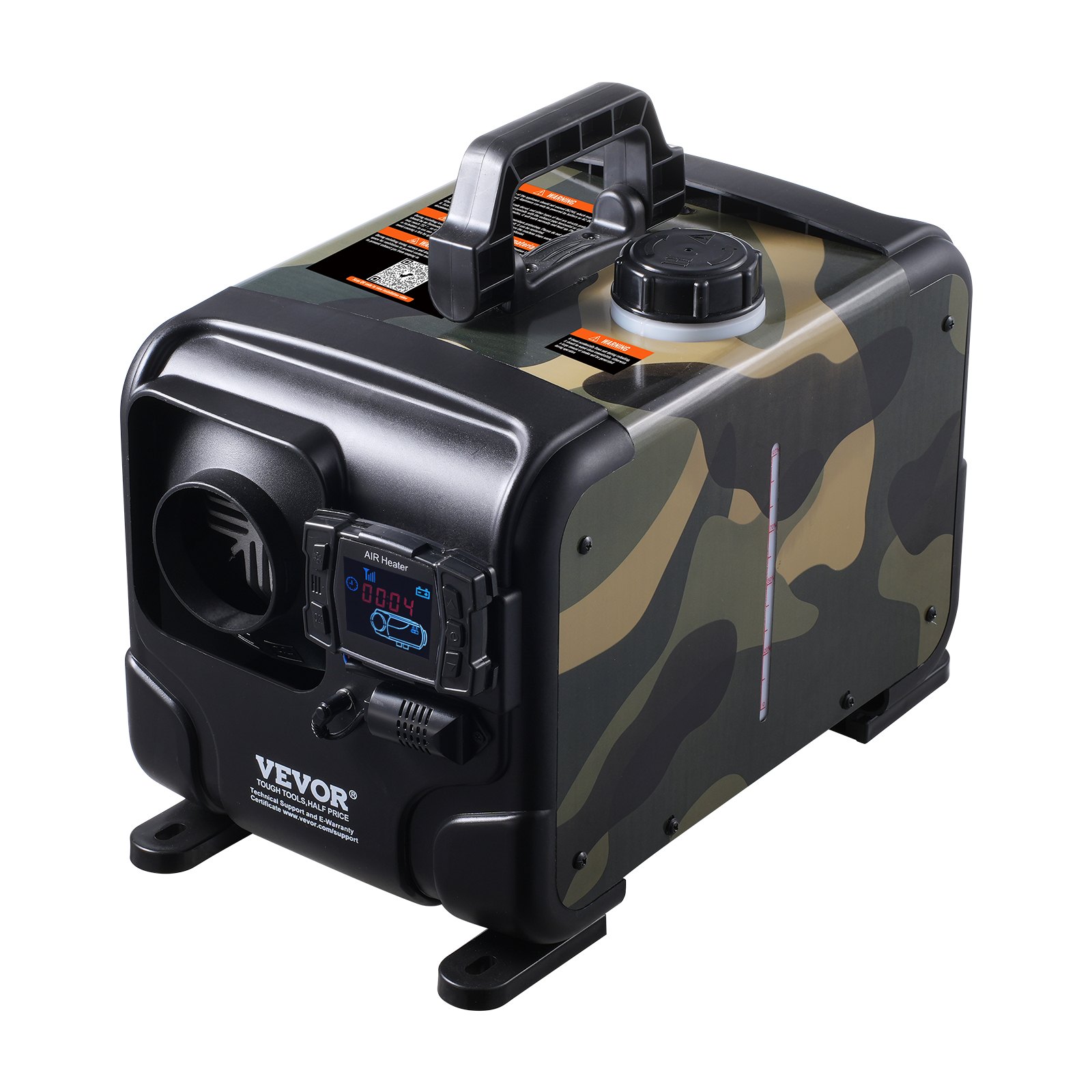 VEVOR 8 kW Nagrzewnica Diesla 12 V / 24 V Uniwersalny nagrzewnica powietrza Diesla z aplikacją Bluetooth i pilotem, wyświetlaczem i alarmem CO, szybkie nagrzewanie Pozioma przenośna pozioma nagrzewnica Diesla