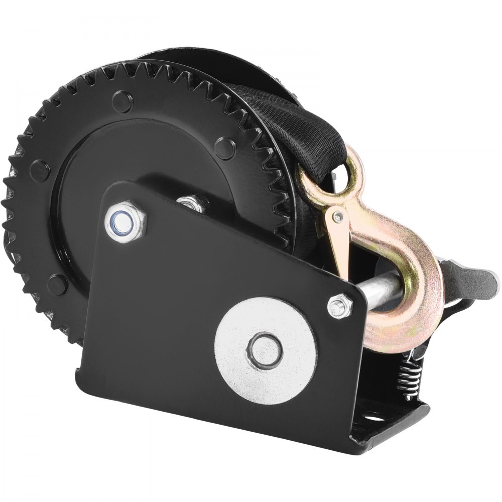 Wciągarka linowa VEVOR 907,1 kg Wciągarka linowa ręczna 208 x 105 x 151 mm Wciągarka do łodzi z zapadką dwukierunkową / 1-biegową Wciągarka ręczna z paskiem poliestrowym o długości ok. 7 m Wciągarka pasowa z ergonomicznym uchwytem Wciągarka linowa ręczna do pojazdów i łodzi