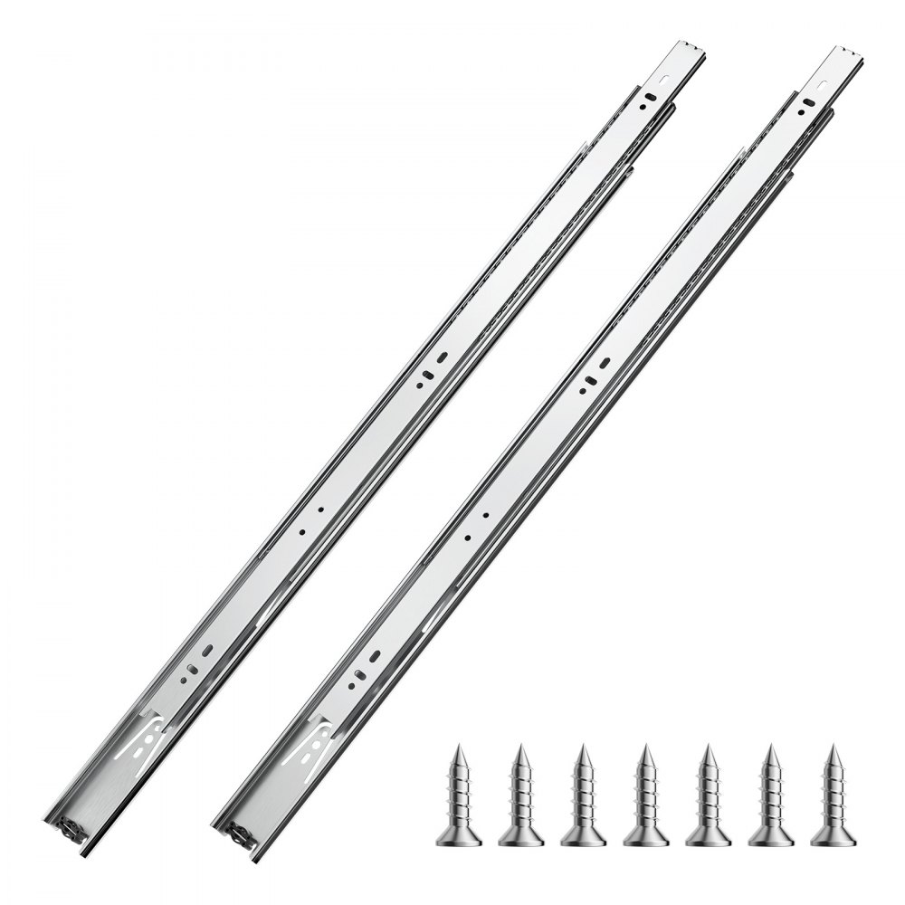 Prowadnice do szuflad VEVOR, 600 mm, 10 par, wysuwane szyny do szafek z łożyskami kulkowymi, udźwig 45 kg, wytrzymałe prowadnice do szuflad montowane z boku, do samodzielnego montażu