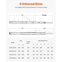 VEVOR Prowadnice szuflad montowane z boku 55cm 10 par 45kg