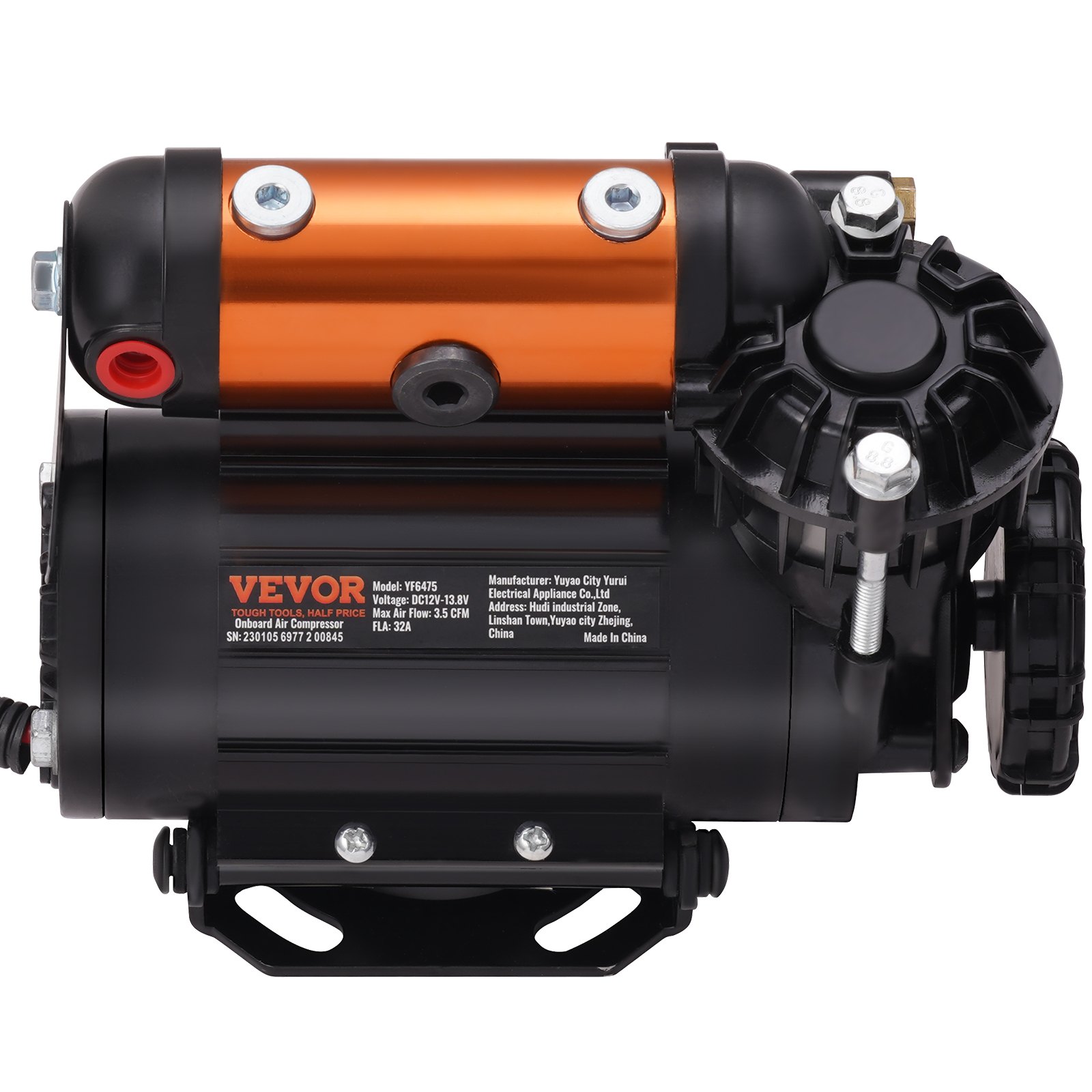 Kompresor samochodowy VEVOR 12 V, 150 PSI, 3,5 CFM (100 l/min), pompa do opon samochodowych z ochroną termiczną, w tym 3-metrowy przewód zasilający i 5,5-metrowy wąż pneumatyczny. Idealny do ciężarówek, SUV-ów, kamperów, pontonów itp.