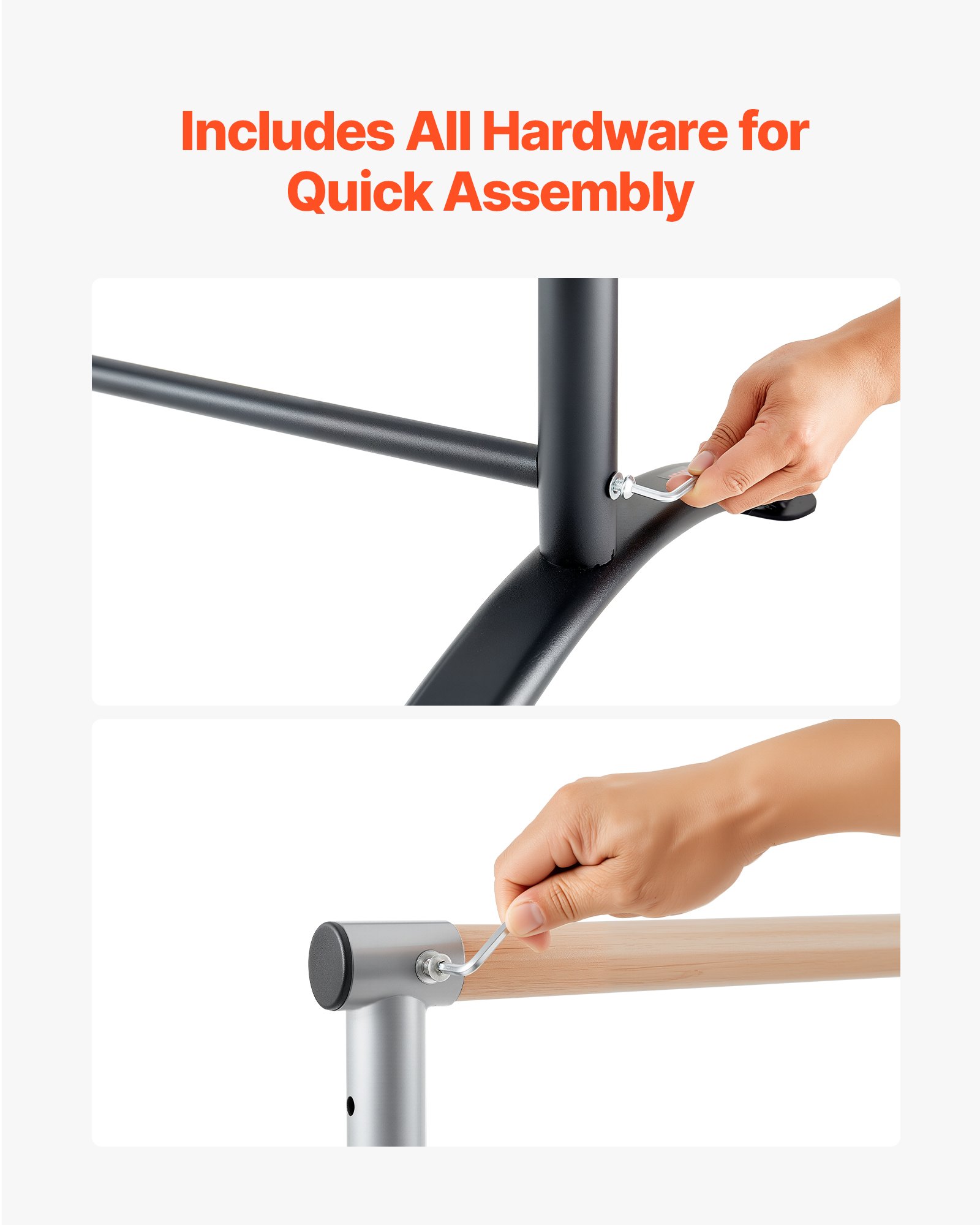 VEVOR Ballet Barre, Barre Bar for Home, Freestanding Portable Ballet Stretching Dance Bars, Height Adjustable Anti-Wobble Fitness Gym Studio Equipment, for Pilates Balance Workout