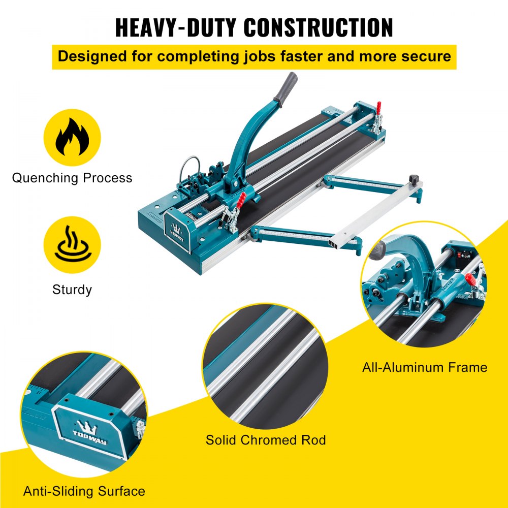 VEVOR 47Inch/1200mm Tile Cutter Double Rail Manual Tile Cutter 3/5 in Cap with Precise Laser Positioning Manual Tile Cutter Tools for Precision Cutting