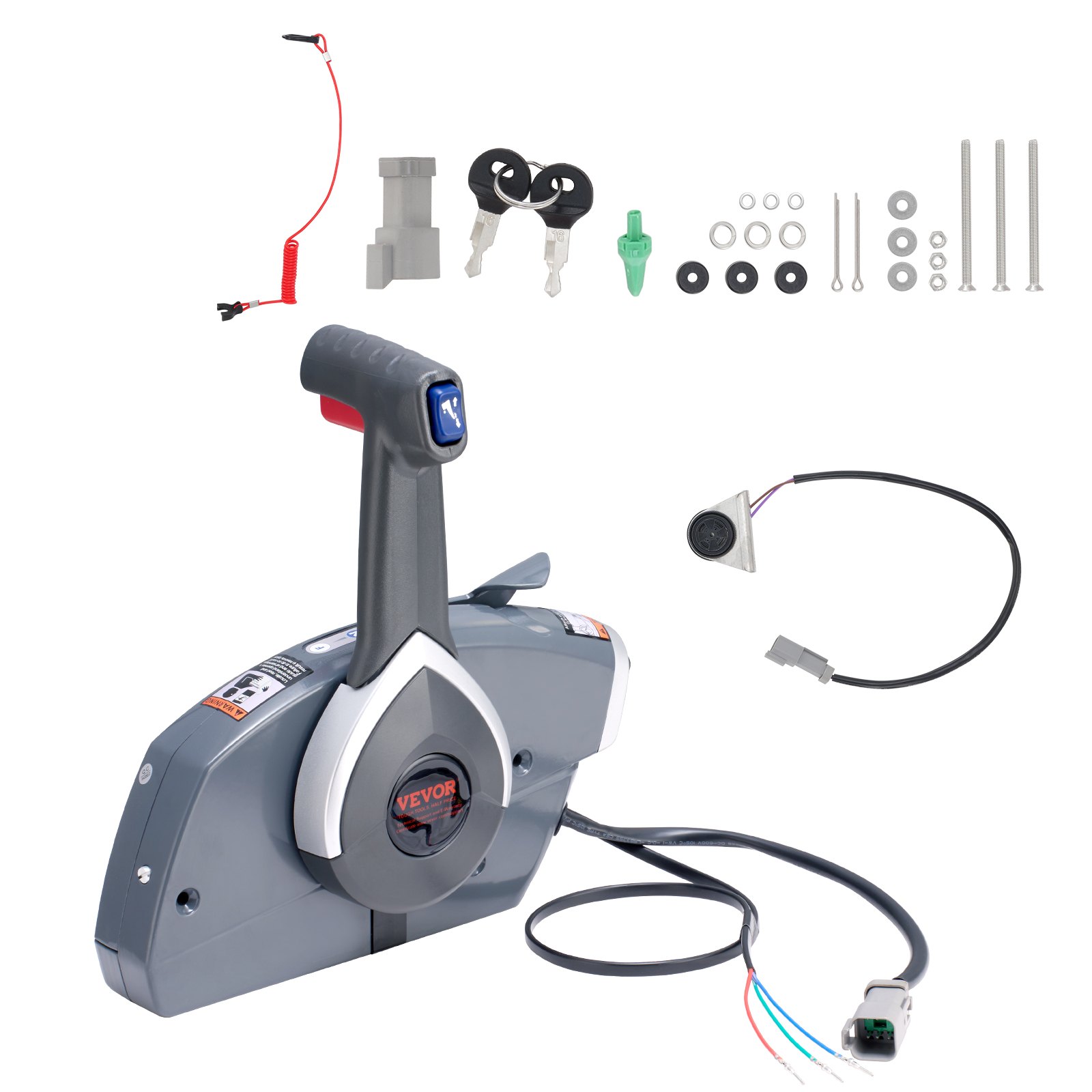 VEVOR Boat Throttle Control, 5006180 Boczny zdalny sterownik silnika zaburtowego do Evinrude Johnson, sterowanie przepustnicą morską z przełącznikiem trymu i linką