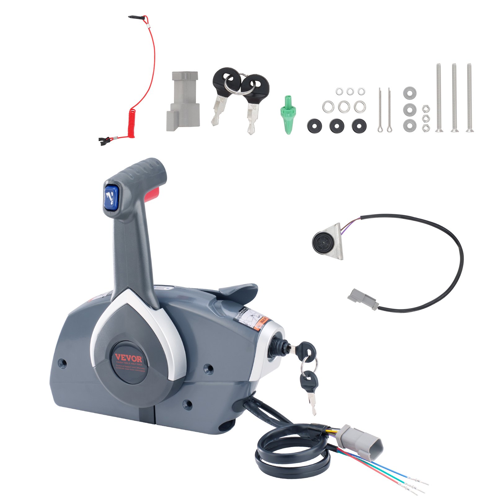VEVOR Boat Throttle Control, 5006180 Boczny zdalny sterownik silnika zaburtowego do Evinrude Johnson, sterowanie przepustnicą morską z przełącznikiem trymu i linką