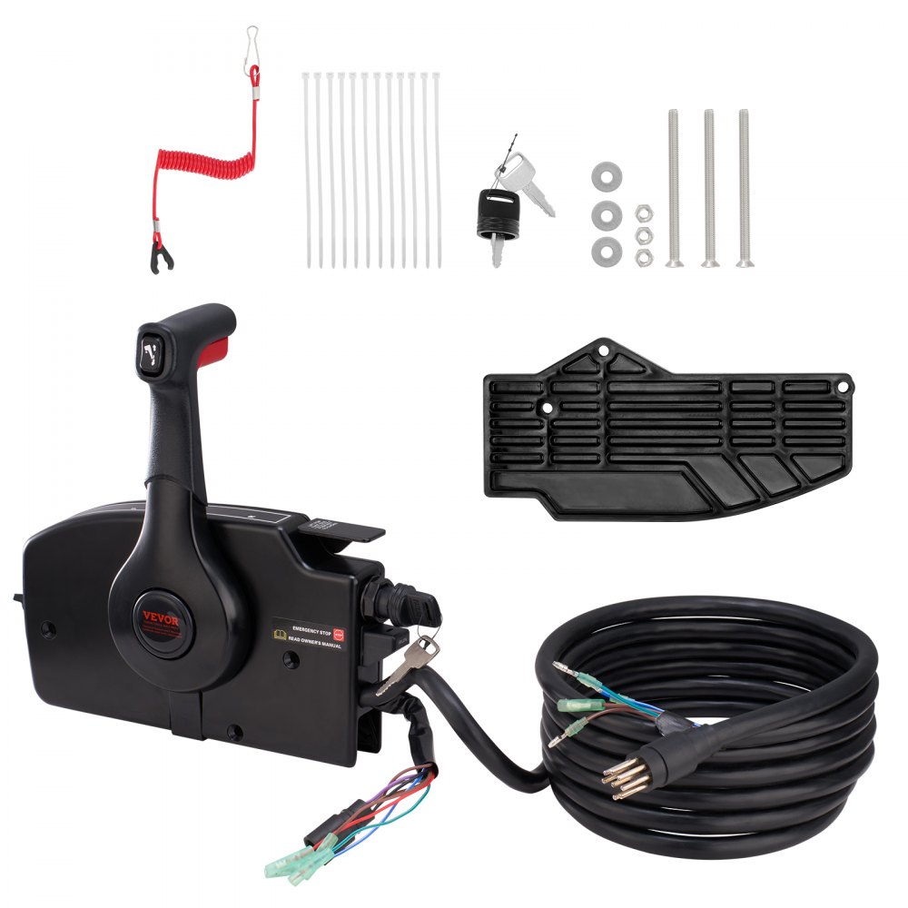 VEVOR Boat Throttle Control, 881170A15 Boczny zdalny moduł sterowania silnikiem zaburtowym Mercury PT 2-Stroke, moduł sterowania przepustnicą do łodzi z elektrycznym przełącznikiem trymu