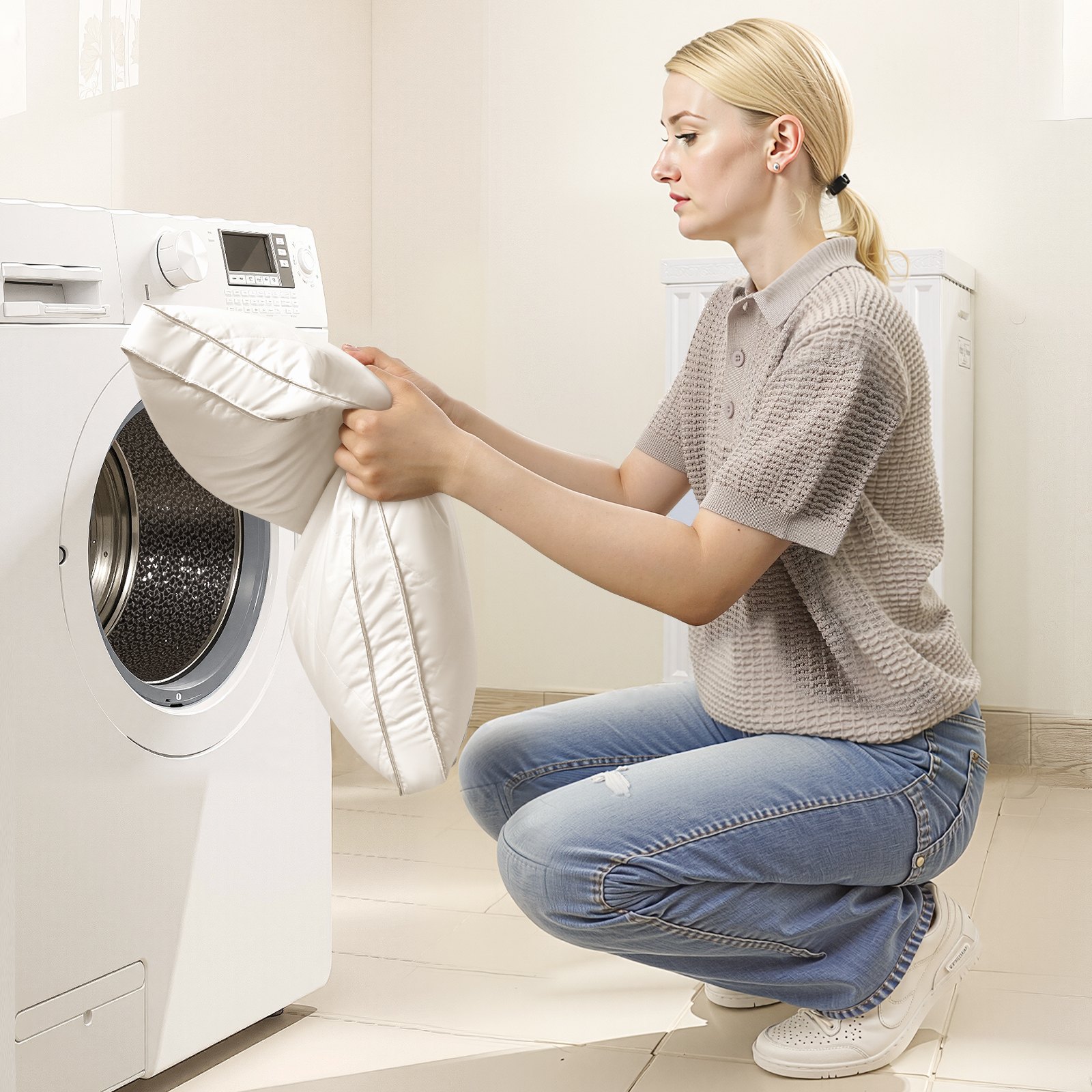 Poduszka VEVOR, 2 sztuki, rozmiar królewski, poduszka do spania z oryginalnym wypełnieniem z puchu alternatywnego, poduszka do spania, zapewniająca wsparcie i puszystość, pościel dla osób śpiących na plecach, brzuchu i boku, kolor biały