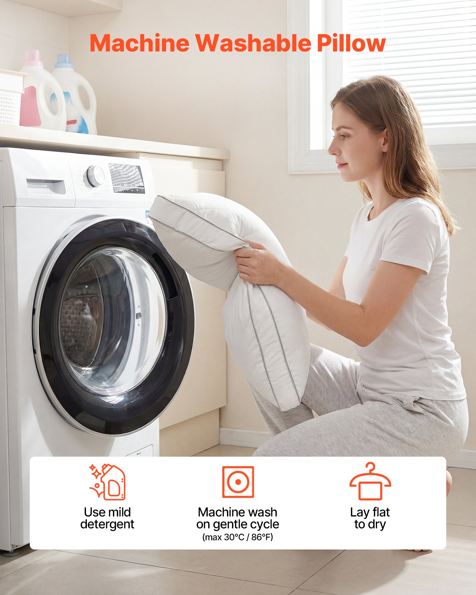 Poduszka VEVOR, 2 sztuki, rozmiar królewski, poduszka do spania z oryginalnym wypełnieniem z puchu alternatywnego, poduszka do spania, zapewniająca wsparcie i puszystość, pościel dla osób śpiących na plecach, brzuchu i boku, kolor biały