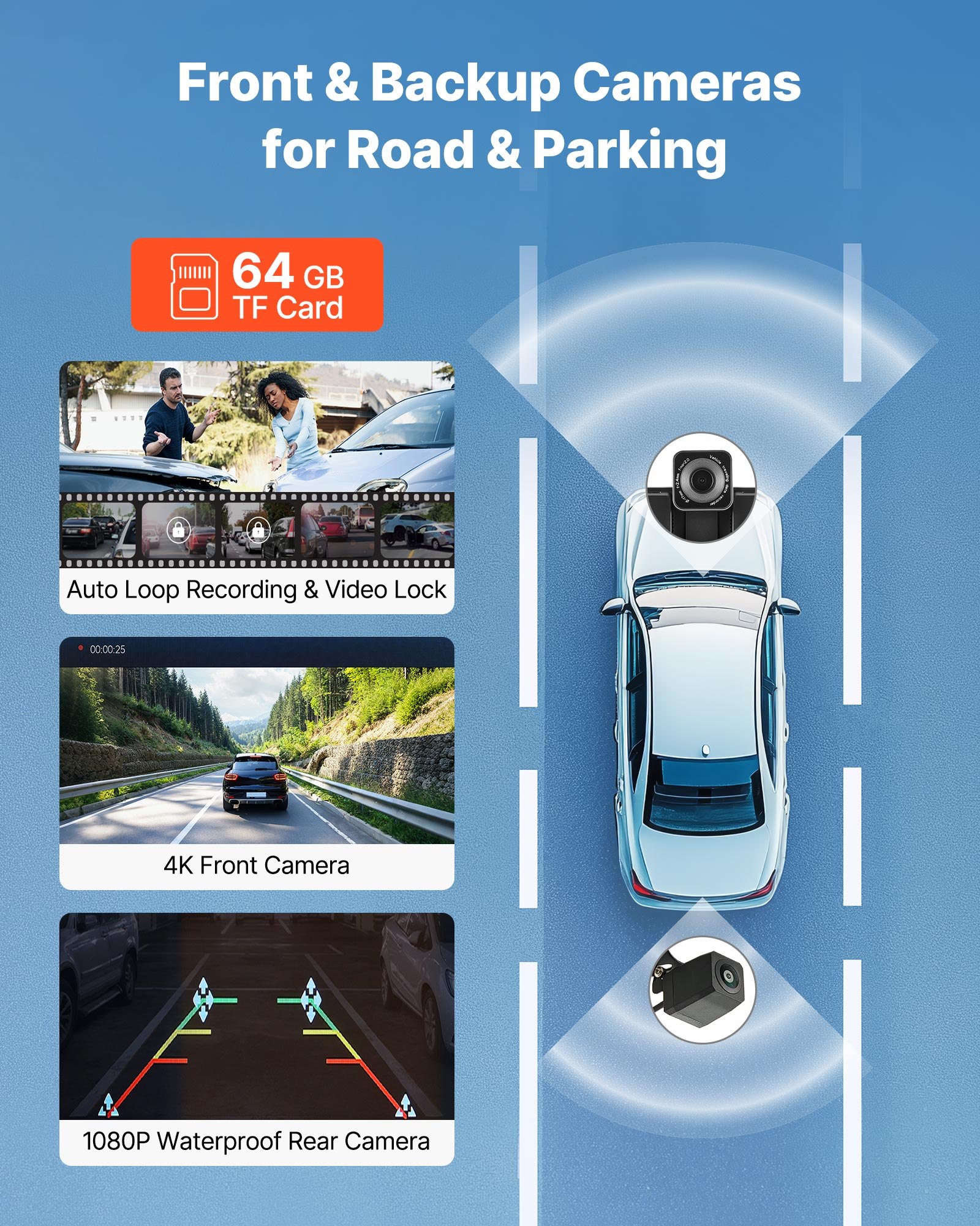 Bezprzewodowe radio samochodowe VEVOR (254 mm) HD z ekranem dotykowym, Apple CarPlay i Android Auto, ekran CarPlay z kamerą przednią i tylną, sterowanie głosowe Mirror Link, nawigacja GPS Bluetooth