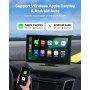 Bezprzewodowe radio samochodowe VEVOR (228,6 mm) HD z ekranem dotykowym i obsługą Apple CarPlay i Android Auto, ekran CarPlay z kamerą przednią i tylną, sterowanie głosowe Mirror Link, nawigacja GPS Bluetooth