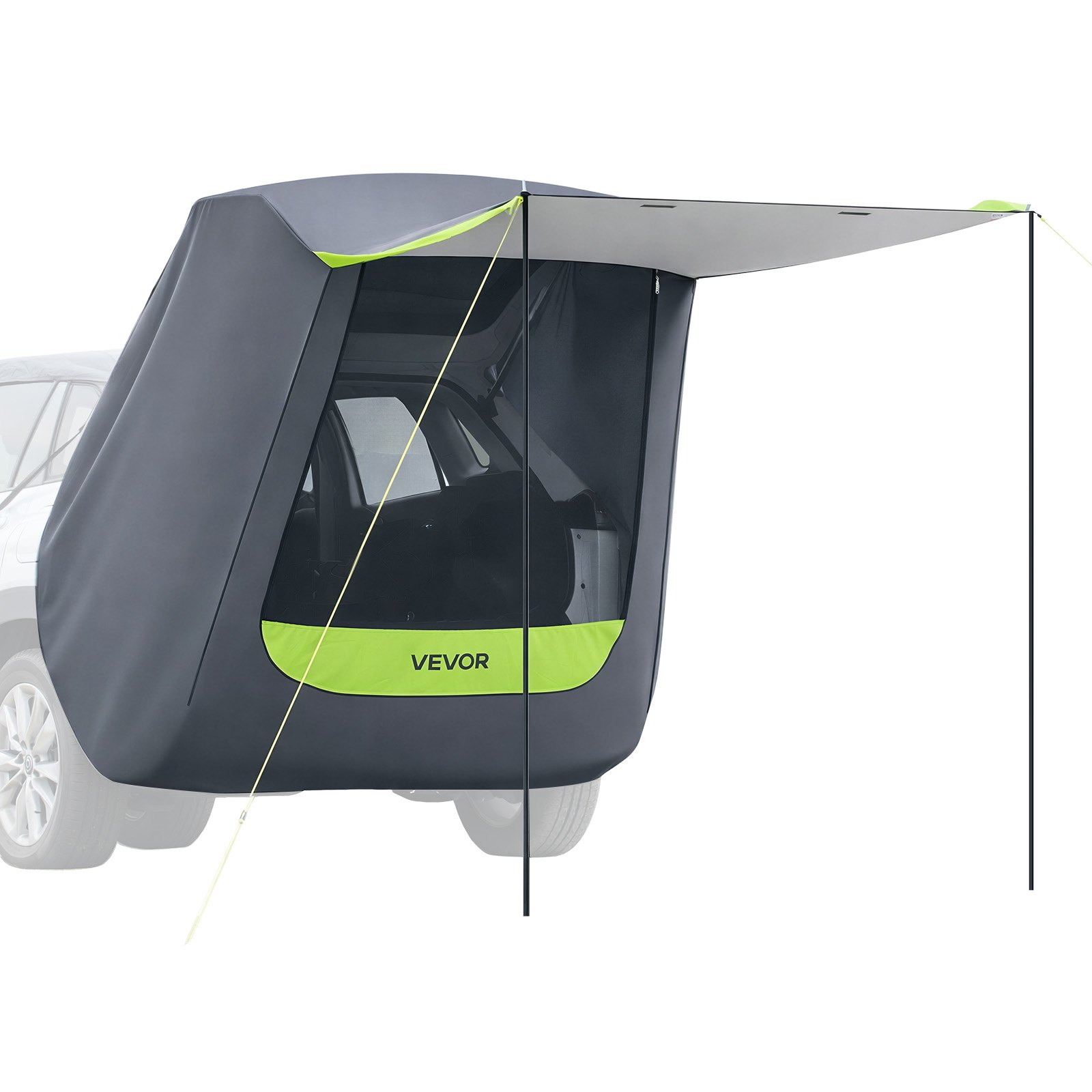 VEVOR Namiot samochodowy na tylną klapę (namiot główny 1,5 x 1,5 m), wodoodporny (PU2000 mm), namiot kempingowy z osłoną przeciwsłoneczną i torbą transportową, namiot na tylną klapę SUV-a do kempingu, pieszych wędrówek i aktywności na świeżym powietrzu, przenośny