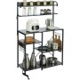 Półki kuchenne VEVOR Półka stojąca 900 x 400 x 1460 mm, półka kuchenna do pieczenia 7-poziomowa półka mikrofalowa, 99.79 kg ładowalne stojaki na przyprawy z 8 haczykami półka kuchenna wzornictwo przemysłowe wbudowane gniazdo