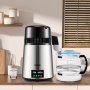 VEVOR Water Distiller 1L/H Household Silver Water Distiller Produces Distilled Water 750W, Double Screen Stainless Steel Distiller System with Glass Carafe Distills Pure Water