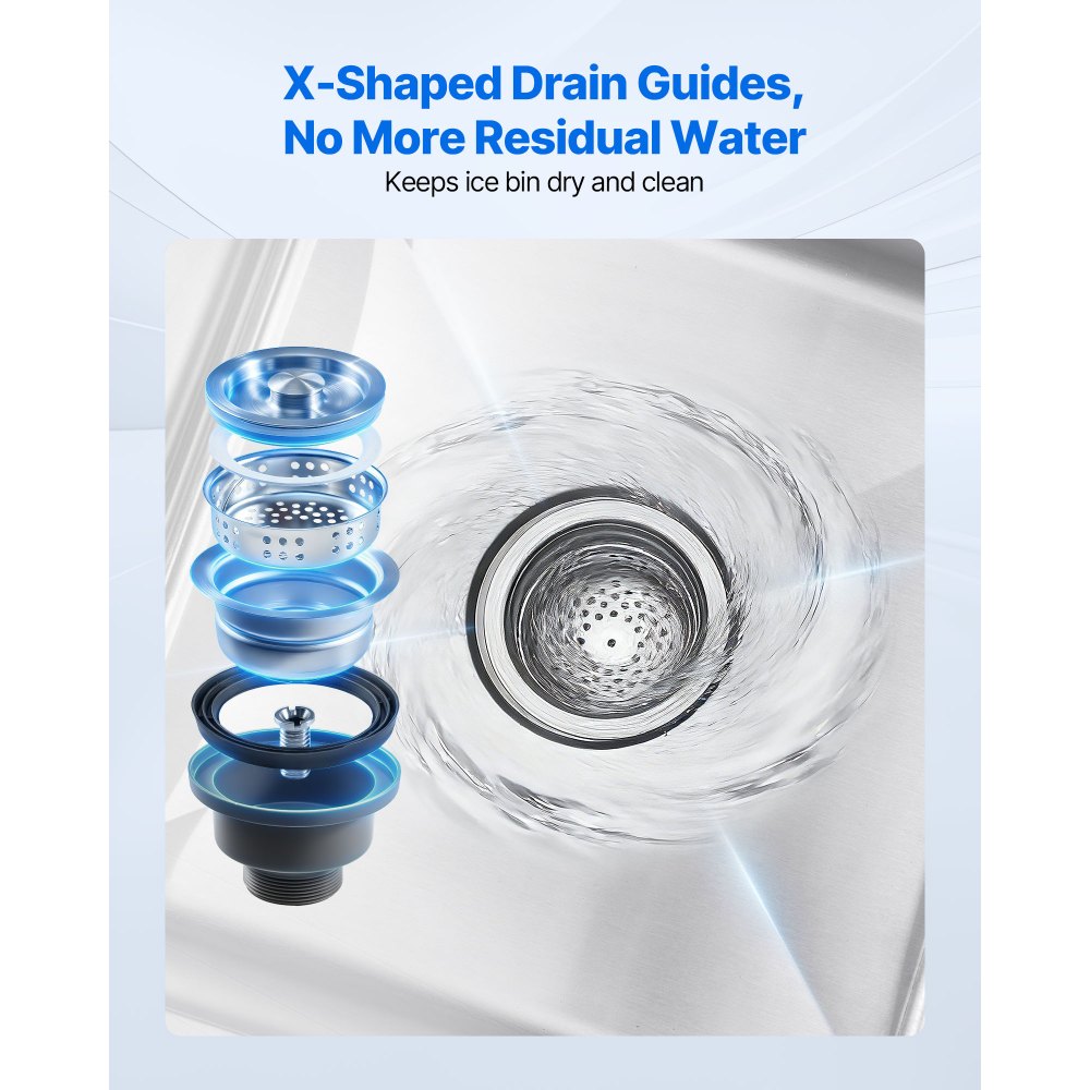 VEVOR Commercial Ice Bin, 46.7 L Max Capacity, 455 x 455 x 850 mm Stainless Steel Ice Chest with Sliding Lid and Bottle Holders, Cooler Cart Cocktail Unit for Bar Restaurant Pub, NSF Certified