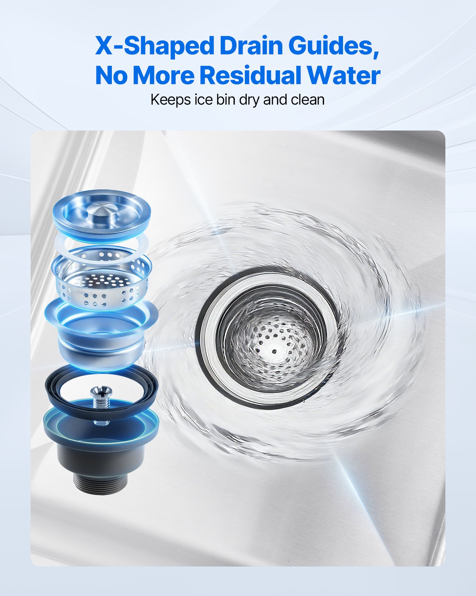 VEVOR Commercial Ice Bin, 46.7 L Max Capacity, 455 x 455 x 850 mm Stainless Steel Ice Chest with Sliding Lid and Bottle Holders, Cooler Cart Cocktail Unit for Bar Restaurant Pub, NSF Certified