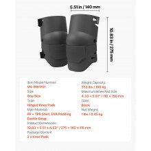 VEVOR Ochraniacze na kolana Tiler Ochraniacze na kolana Ochraniacze na kolana 275x140x115mm Czarne