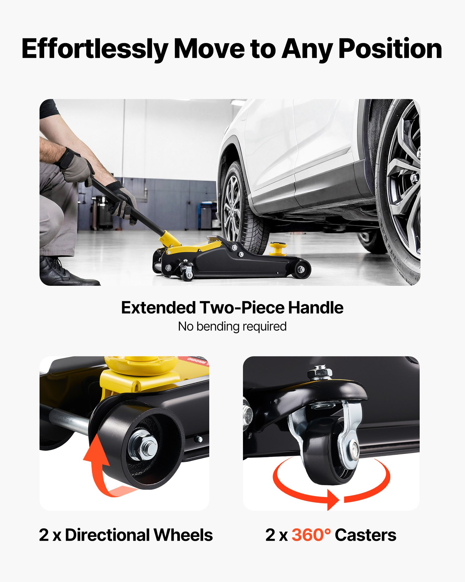 Podnośnik hydrauliczny VEVOR o udźwigu 2,5 t, stalowy podnośnik z jednotłokową pompą szybkiego podnoszenia i podniesionym podparciem siodła, podnośnik samochodowy do SUV-ów, zakres podnoszenia 85–320 mm, podnośnik do samochodów wyścigowych