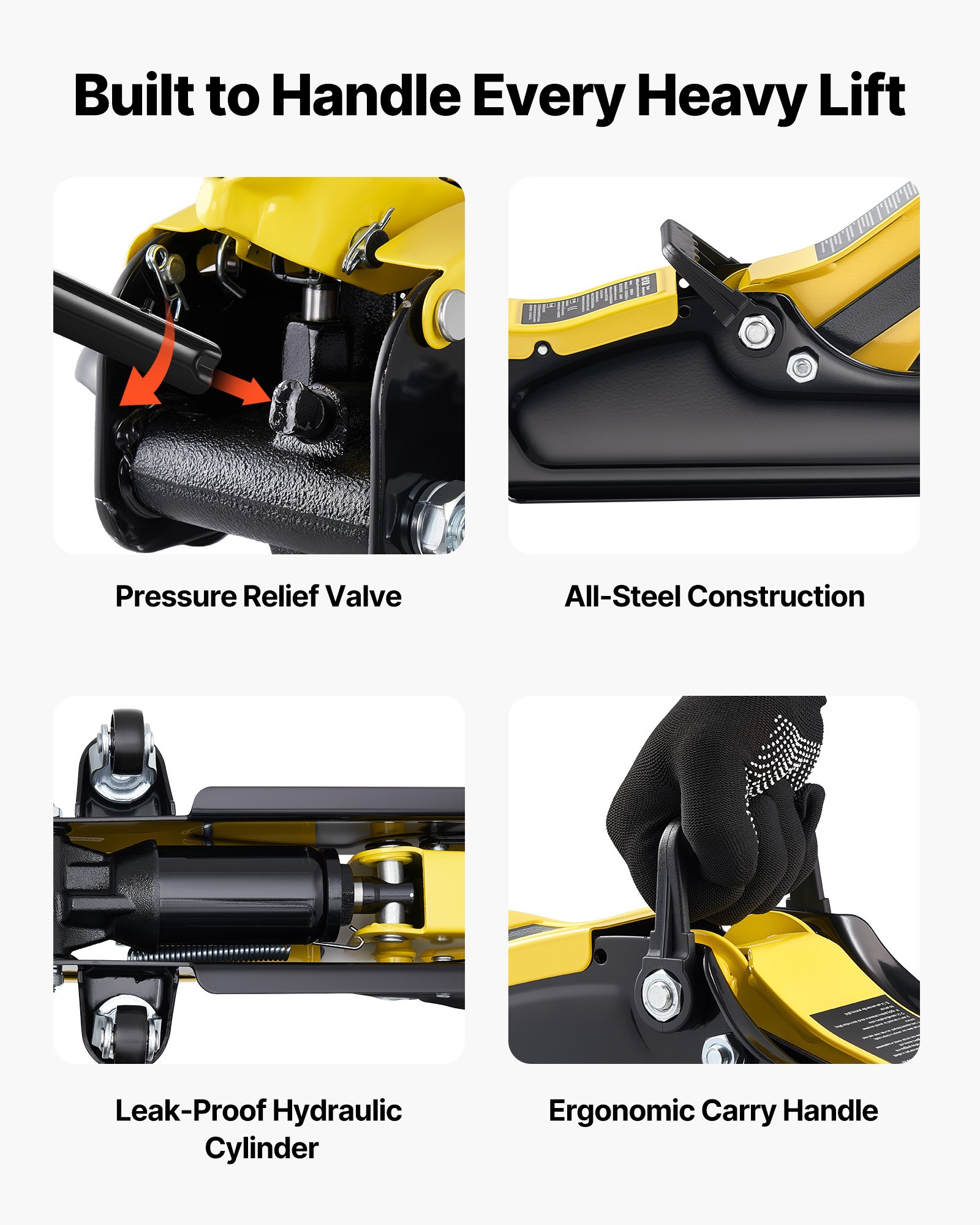 Podnośnik hydrauliczny VEVOR o udźwigu 2,5 t, stalowy podnośnik z jednotłokową pompą szybkiego podnoszenia i podniesionym podparciem siodła, podnośnik samochodowy do SUV-ów, zakres podnoszenia 85–320 mm, podnośnik do samochodów wyścigowych